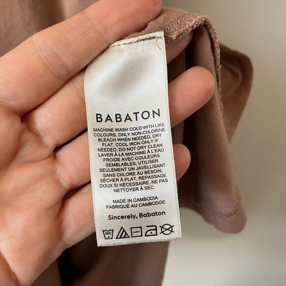 Aritzia Babaton Shoulder Pad T-Shirt Dress Pullover Short Sleeve Brown XXS - Picture 6 of 7